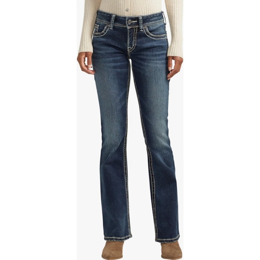 Silver Jeans Co Suki Bootcut Dark Wash Contrast Stitch Jeans W27 L34